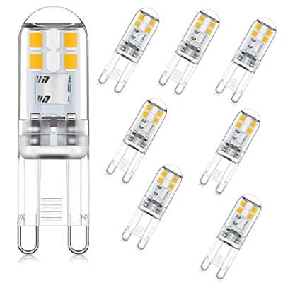 Image of DAIHHZA G9 LED Bulbs 2W Warm White 2700K Equivalent to 10W 20W Halogen Bulbs, 360 Beam Angle, Non Dimmable, Flicker, Bi pin Socket, 220 240V AC Energy Saving Lamps, Pack of 8