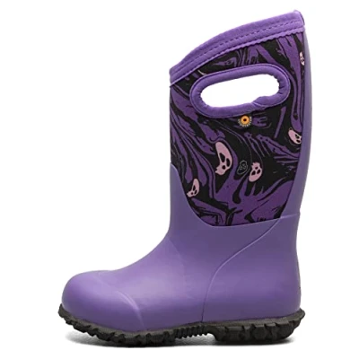 Image of BOGS Waterproof Insulated Rubber and Neoprene Winter Rain Boot, Spooky Print Violet, 3 UK