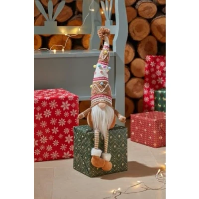 Image of Three Kings Christmas Gingerbread Seated Weighted Base Nordic Gnome Santa Gonk 43cm Long