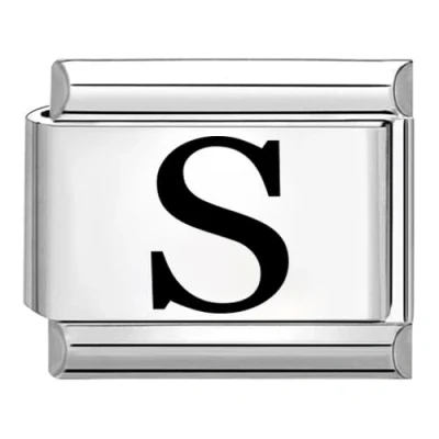 Image of Quiges 9mm Italian Style Charm Link Module Stainless Steel Laser Alphabet Letter S for Bracelets