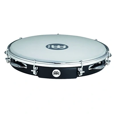 Image of Meinl Percussion Traditional ABS Pandeiro Frame Drum with Jingles Diameter 10 Inches Synthetic Head Plastic / Steel, Black Chrome Plated (PA10ABS BK)