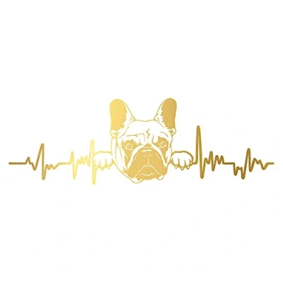 Image of Sticker Heartbeat Animals Width 27 cm Lifeline Decorative Self Adhesive for Car Fridge Laptop K150 (Gold, 10 French Bulldog)