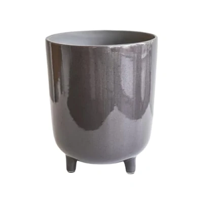 Image of Ivyline Lecce Speckled Planter in Grey with Legs Indoor Flower Pot Modern Home Decoration H19 x D16 cm