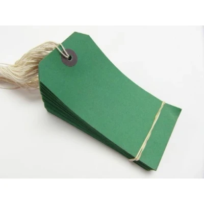 Image of 50 x Green Coloured Strung Tags 120mm 60mm Luggage Labels Tie On Price Gift Craft Clothes