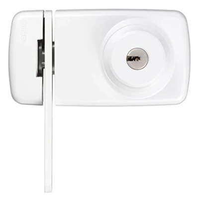 Image of ABUS 533037 7035 W Additional Door Lock with Cylinder and Stirrup on Both Sides White