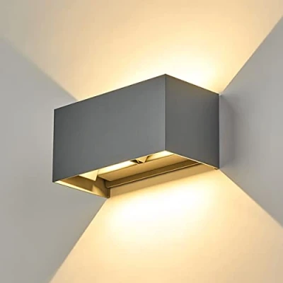 Image of Dr.lazy Led Wall Light Aluminum 20W Indoor Lamp 120 Adjustable Up Down Outdoor IP65 Waterproof Sconce Lighting Fixtures for Bedroom Hallway stairwells (Grey/Warm White)
