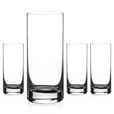 Image of DIAMANTE Water Glasses Crystal Long Drink Hi Balls &#039;Auris’ Collection Undecorated Set of 4