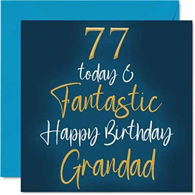 Image of Fantastic 77th Birthday Cards for Grandad 77 Today &amp; Happy Card from Grandson Granddaughter, Gifts, 145mm x Greeting