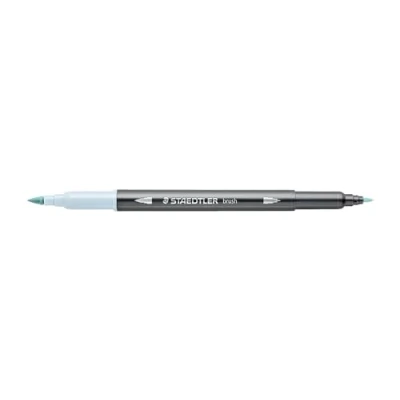 Image of Staedtler 3001 302 Watercolour Felt Tip Double Brush 1 6 mm and Fine 0.5 0.8 Pastel Blue