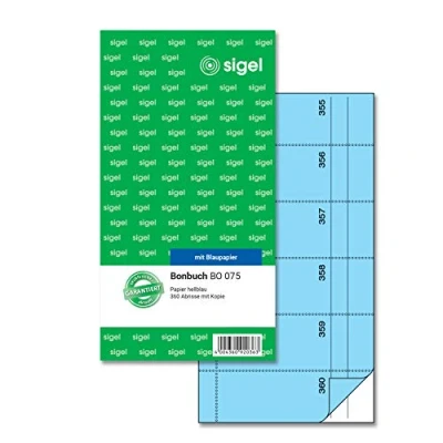 Image of SIGEL BO075 Receipt Book, 360 Tears, Blue, 10.5 x 20 cm, 2 60 Sheets