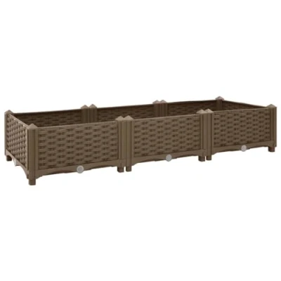 Image of vidaXL Raised Garden Bed Spacious 120x40x23cm Polypropylene Planting for Outdoor Use Grey Rectangular Planter Garden, Balcony or Patio