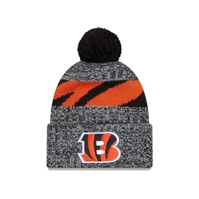 Image of New Era Cincinnati Bengals NFL 2023 Sideline Sport Knit OTC Black Orange Beanie