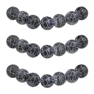 Image of MJDCB Natural Round Stone Beads 6mm Black Burst Agate Loose Gemstone for Jewelry Making Bracelet Necklace 60pcs