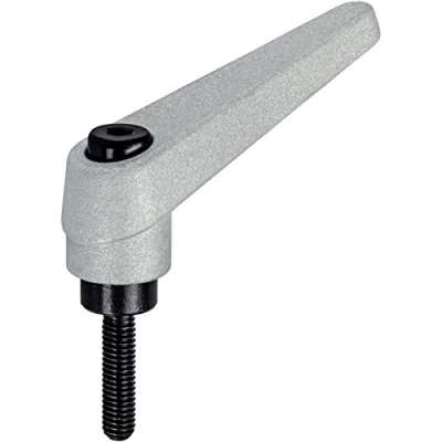 Image of HALDER 24400.0583 Adjustable Clamping Lever Silver D1=25mm / D2=M12 L1=63mm