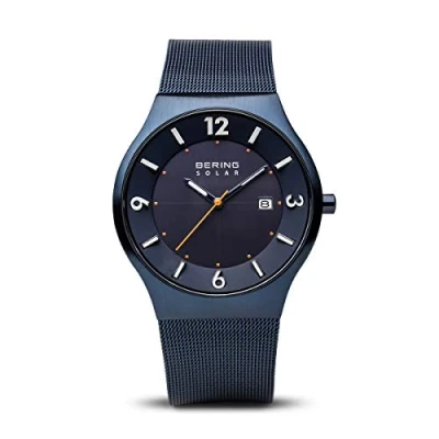 Image of BERING Men Analog Solar Collection Watch with stainless steel Strap and Sapphire Crystal 14440 393, Blue, 40