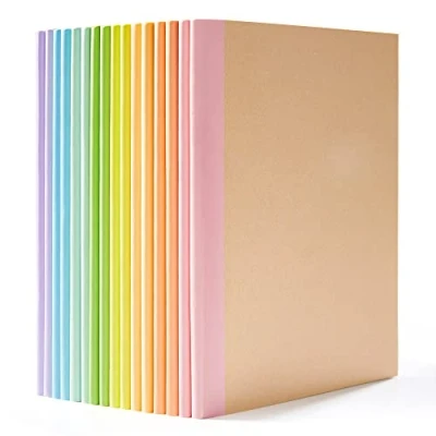 Image of 16 Pack Kraft Notebooks A5, Feela 60 Pages Lined Notepad Journal Bulk, Soft Brown Cover Multipack for Students Travelers Writing Plans, Memos Office School Supplies, 14X21cm, 8 Pastel Colour
