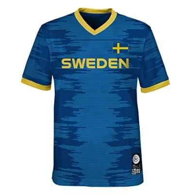 Image of Official 2023 Women&#039;s Football World Cup Kids Team Shirt, Sweden, Blue, 5 6 Years