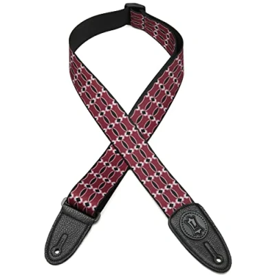 Image of Levy&#039;s Leathers 2&quot; Polyester Guitar Strap Signature Icon Design; Black and Burgundy MPLL 001