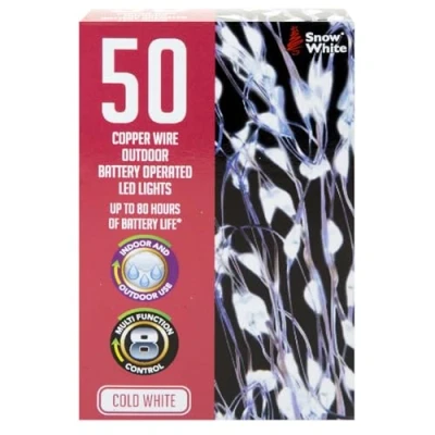 Image of VFM Outdoor Copper Wire Lights (50) Cold White Christmas