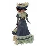 Image of Melody Jane Dolls House Victorian Lady in Blue Outfit Miniature People Porcelain