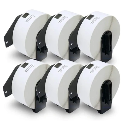 Image of BETCKEY 6 Rolls DK 11201 Labels, 29mm x 90mm, 2400 Standard Address Labels Compatible with Brother QL Label Printers