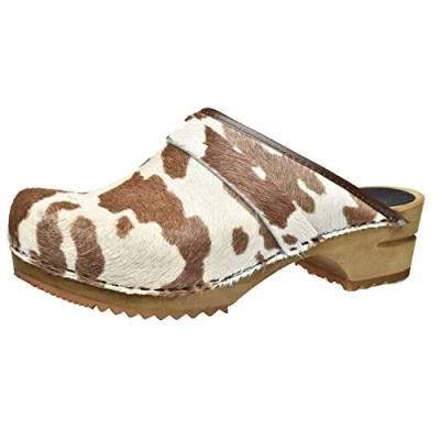 Image of Sanita Caroline Mule Clog Original Handmade Wooden Leather for Women Sustainable Sole Brown Cow 6.5 UK