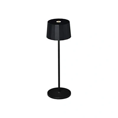 Image of Konstsmide Rechargeable Battery Operated Cordless Table Lamp Touch Control Dimmer and Selectable Colour Warm White USB Charging Dock Included, Aluminium, 2.2 W, Black