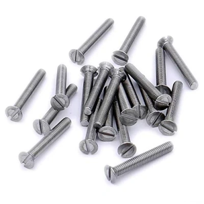 Image of Merriway BH02526 (25 Pcs) Slotted Countersunk Head Machine Screws with Nuts, M6 x 40mm (1/4 inch 1.1/2 inch) Bright Zinc Plated Pack of 25 Pieces