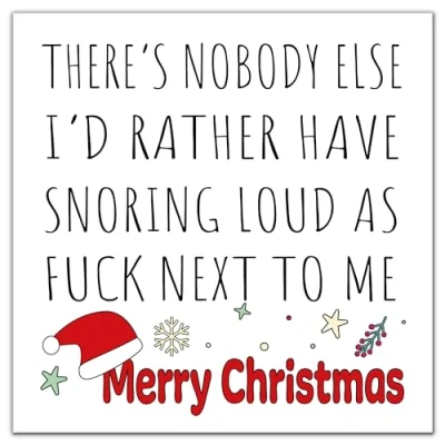 Image of Rude Funny Christmas Cards Xmas Card For Him Her Boyfriend Girlfriend Husband Wife Cute Snoring Joke