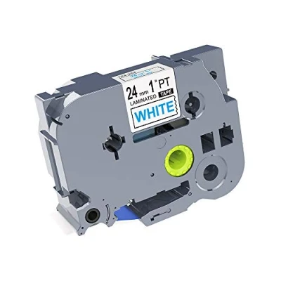 Image of IDIK 24mm Blue on White Label Tape TZ 253 Tze Compatible for Brother P Touch Printer