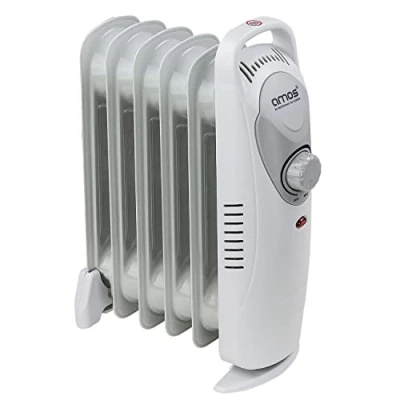Image of AMOS 6 Fin 800W Oil Filled Radiator with Adjustable Thermostat Home Office Portable Heater