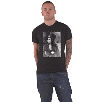 Image of Amy Winehouse Flower Portrait logo Official new Black T Shirt