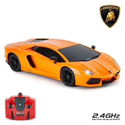 Image of CMJ RC Cars 124GLBO Lamborghini Aventador LP700 4 Officially Licensed Remote Control Car 1:24 Scale Working Lights 2.4Ghz (Orange)