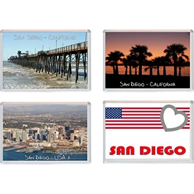 Image of San Diego California USA 4 Pack Jumbo Fridge Magnet/Magnets