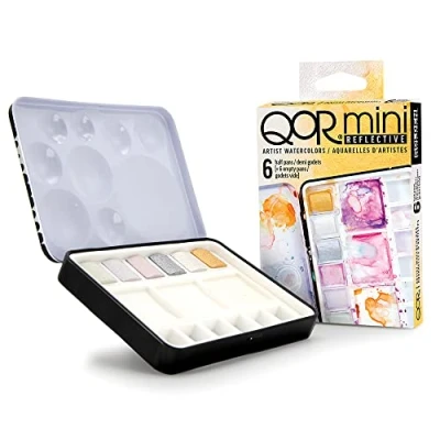 Image of QoR Reflective Half Pan Set by GOLDEN, 6 Watercolors, Professional Watercolor Paint