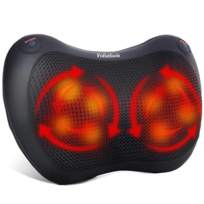 Image of Back Neck Massager Shiatsu Massage Pillow with Heat, Update 8 Deep Tissue Kneading Nodes for Shoulder Legs Muscle Pain Relief Electric Massager, at Home/Car Birthday Gifts