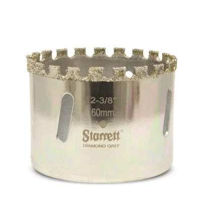 Image of Starrett Diamond Grit Hole Saw D0238 Ceramic and Tile Drill Cutter For Brick Glass Marble Slate Stone Porcelain 60mm (2.3/8 inch)