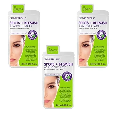 Image of Skin Republic Spots and Blemish Face Mask, For a More Even Complexion, Helps Brighten Dark Spots, 25ml TRIO