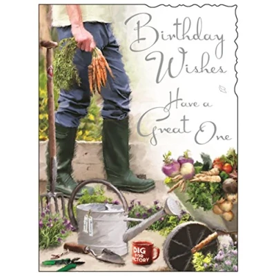 Image of Greeting Card (JJ4252) Male Birthday Gardening Foil Embossed Finish