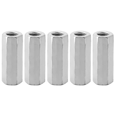 Image of Hilitand 5pcs Long Rod Nut Hex Coupling Nuts Zinc Plated Carbon Steel Hexagonal Sleeve Standoff M12 Threaded Fasteners (M12*50)