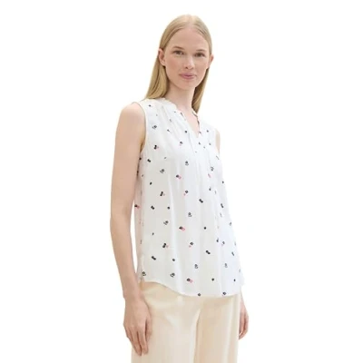Image of TOM TAILOR Women&#039;s 1042950 Basic Blouse with Ruffle Detail on The Collar, 36383 Pink Offwhite Floral Design, 16