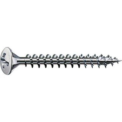 Image of SPAX 241030400355 Universal, Raised countersunk, Phillips Z, 4CUT, Multi Head, Full Thread, Nickel Plated, E1J, (4.0 x 35 mm, 1000 Pieces), 4,0 mm