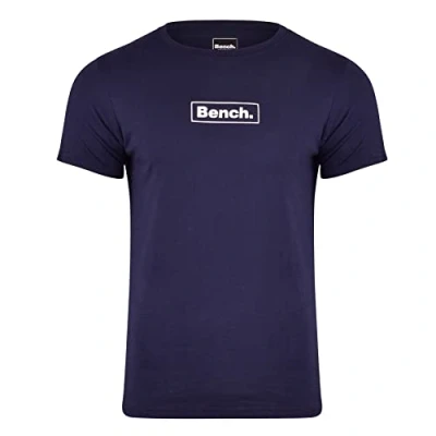 Image of Bench Mens Plain T Shirt Crew Neck Short Sleeve Regular Fit Tee Basic Designer Sustainable Organic Cotton Top Navy S