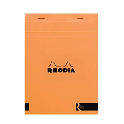 Image of RHODIA 162007C Stapled Notepad “le R N16 Orange A5 70 Detachable Sheets Plain Ivory Clairefontaine Paper 90 g/m Velvety Touch Cover Basics