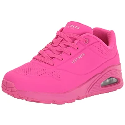 Image of Skechers Wide Fit UNO Trainers, Women&#039;s, Size: 2, Hot pink durabuck Pu