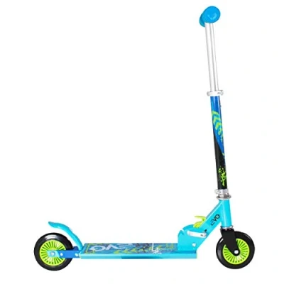 Image of EVO Blue Folding Inline Scooter Kids 2 Wheel Perfect For Boys &amp; Girls