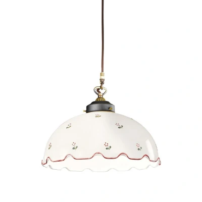 Image of Nonna Cottage Style Glass Dome Pendant Light Matt Antique Brass, 1x E27