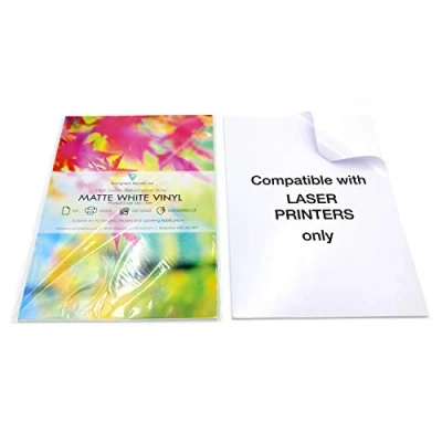 Image of 5 Sheets White Waterproof A4 Vinyl Matt Self Adhesive Sticker Quality Laser Printable
