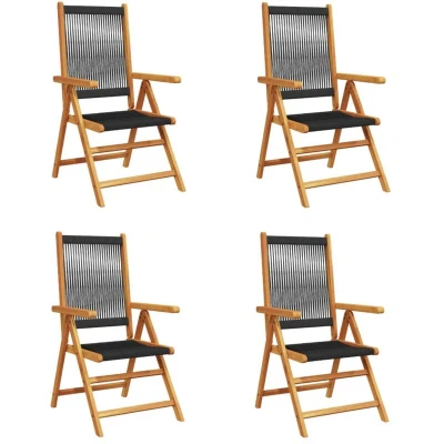 Image of vidaXL Reclining Garden Chairs 4 pcs Black Solid Wood Acacia
