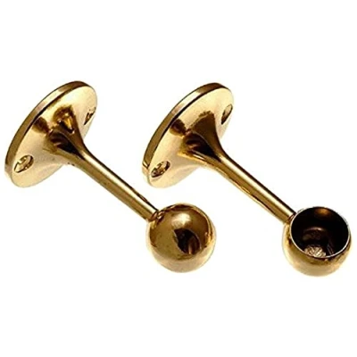 Image of Merriway BH02002 (2 Pcs) EB Towel Rail End Support Bracket, 25mm (1 inch) Brass Plated Pack of 2 Pieces